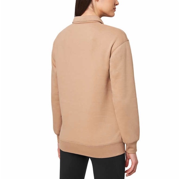 Mondetta Ladies Collared Fleece Pullover Top ~ TAN - Picture 2 of 3